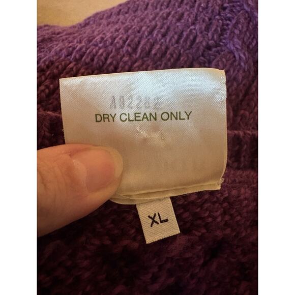 Kilronan Knitwear Merino Pure New Wool Cable Knit Sweater Purple XL Ireland - Picture 4 of 4